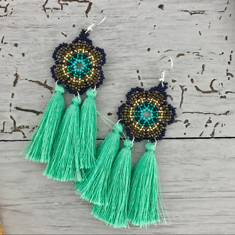 Beautiful Handmade Flower Tassel Earrings - Picture 6 of 8